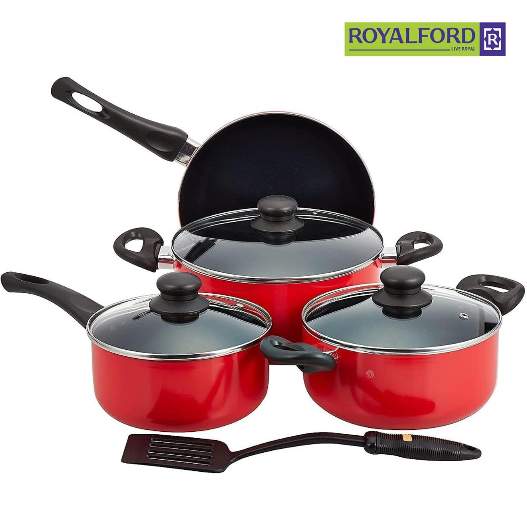 Royalford Rf6082 Scratch Resistant Cookware - Set of 8 Pieces,Stainless Steel