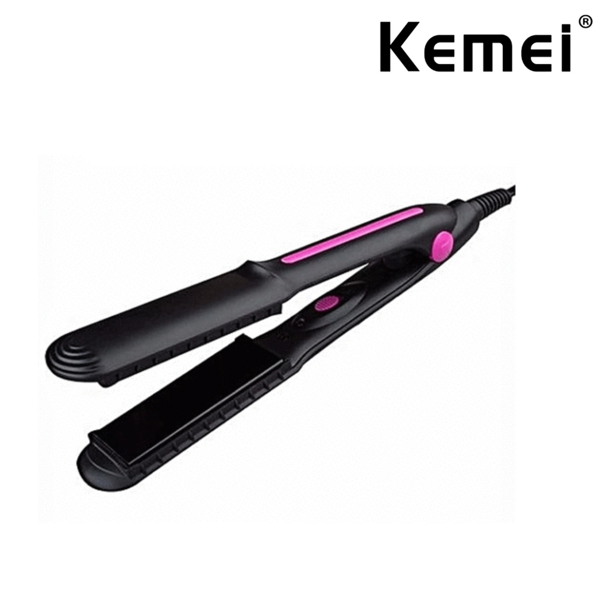 Kemei Hair Straightener With Ceramic Plate (Pink)