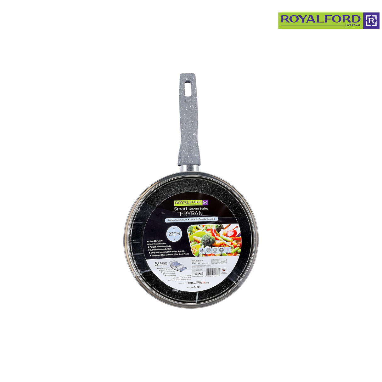 Royalford Granite CoatedSmart Frypan with Lid 24cm