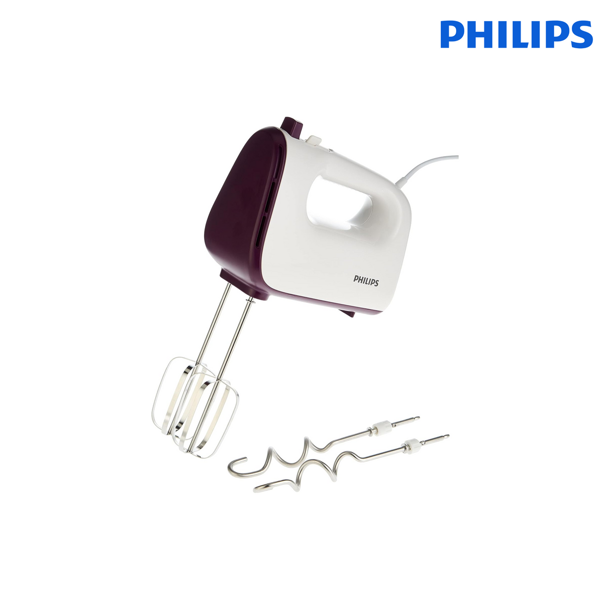 Philips 5 Speeds Hand Mixer Hr3740/11 With Wire Beaters And Dough Hooks