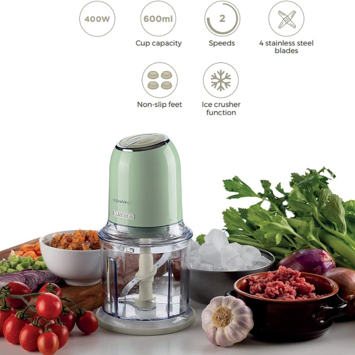 Ariete Vintage chopper - 400 Watt, 600 ml