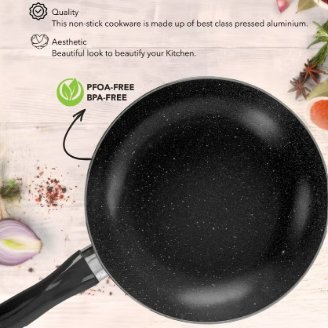 Grandi 9-Piece Granite Non-Stick Cookware Set - 20+24+24+18 cm