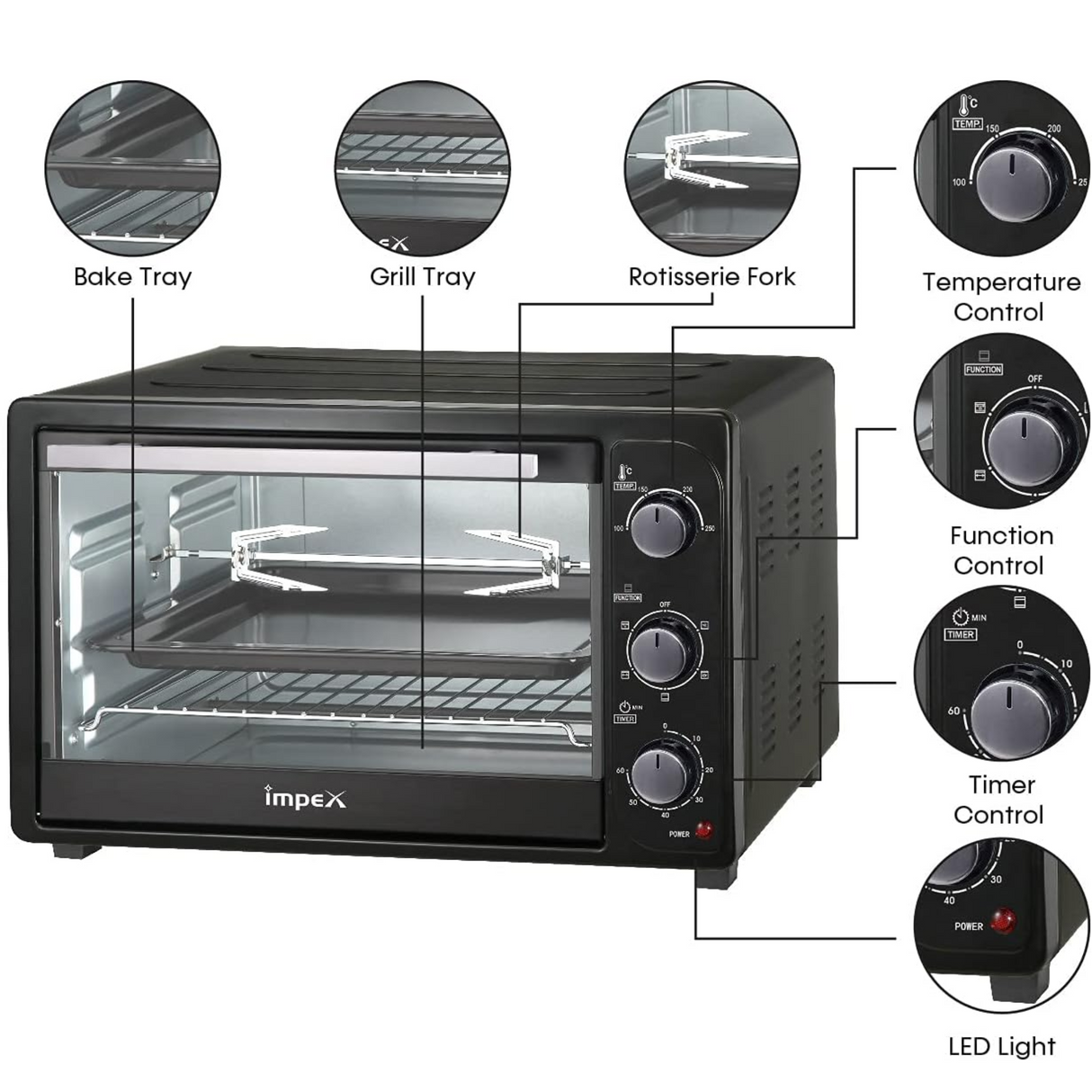 Impex Oven OV-2901 - 35 Liter Oven Toaster Grill
