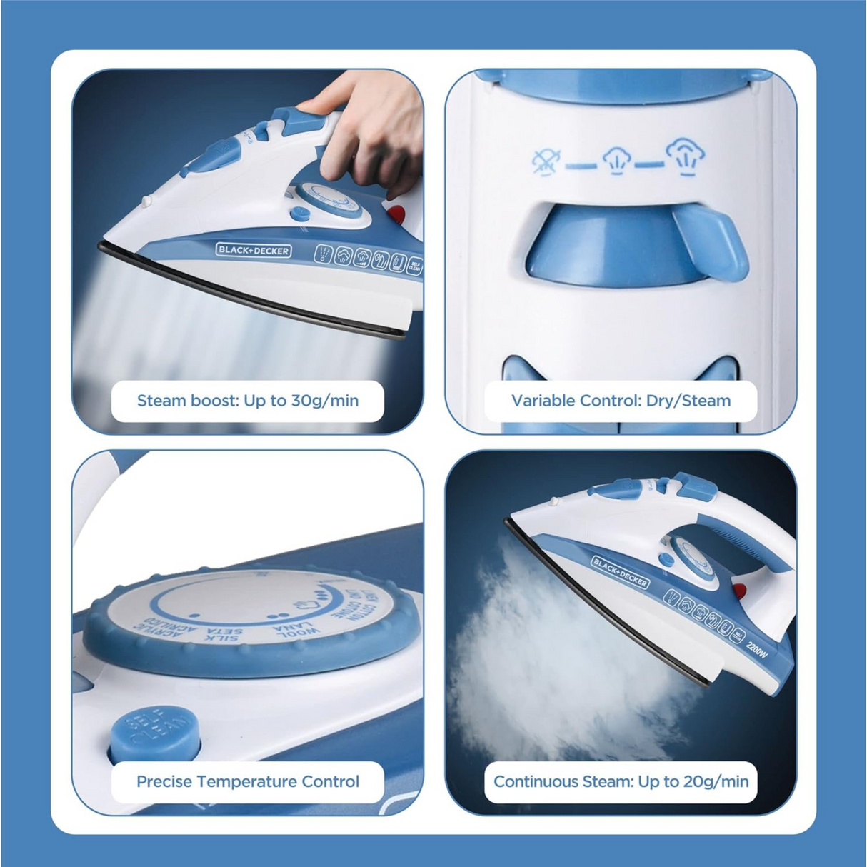 Black & Decker Steam Iron x2000 - 2200 Watt, 380 Ml