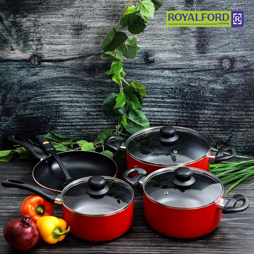 Royalford Rf6082 Scratch Resistant Cookware - Set of 8 Pieces,Stainless Steel