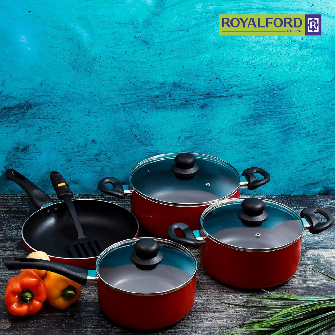 Royalford Rf6082 Scratch Resistant Cookware - Set of 8 Pieces,Stainless Steel