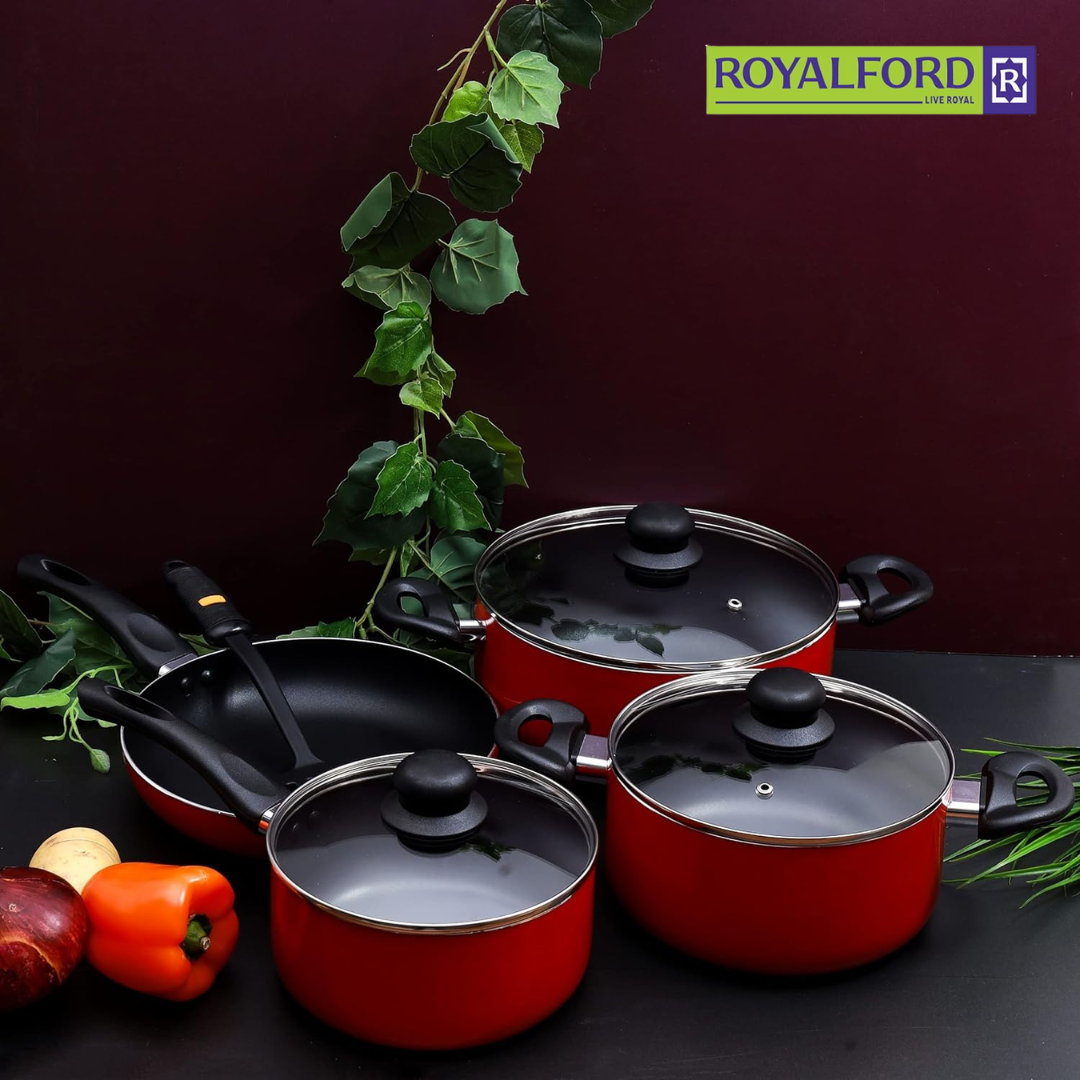 Royalford Rf6082 Scratch Resistant Cookware - Set of 8 Pieces,Stainless Steel