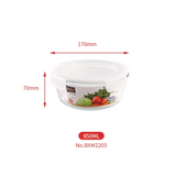 Borosilicate Glass Container With Lid Sealed Round 850 Ml
