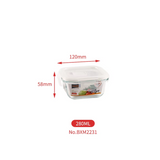 Borosilicate Glass Container With Lid Sealed Square 280 Ml