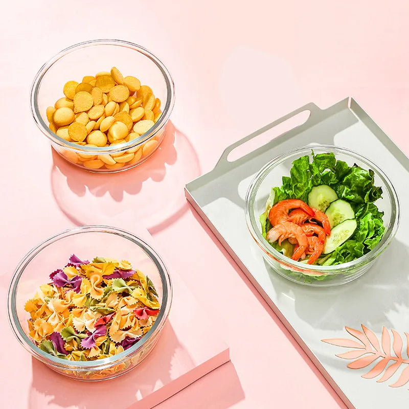 Borosilicate Glass Containers With Lid Sealed 3 pieces Round (320ml,550ml,850ml)