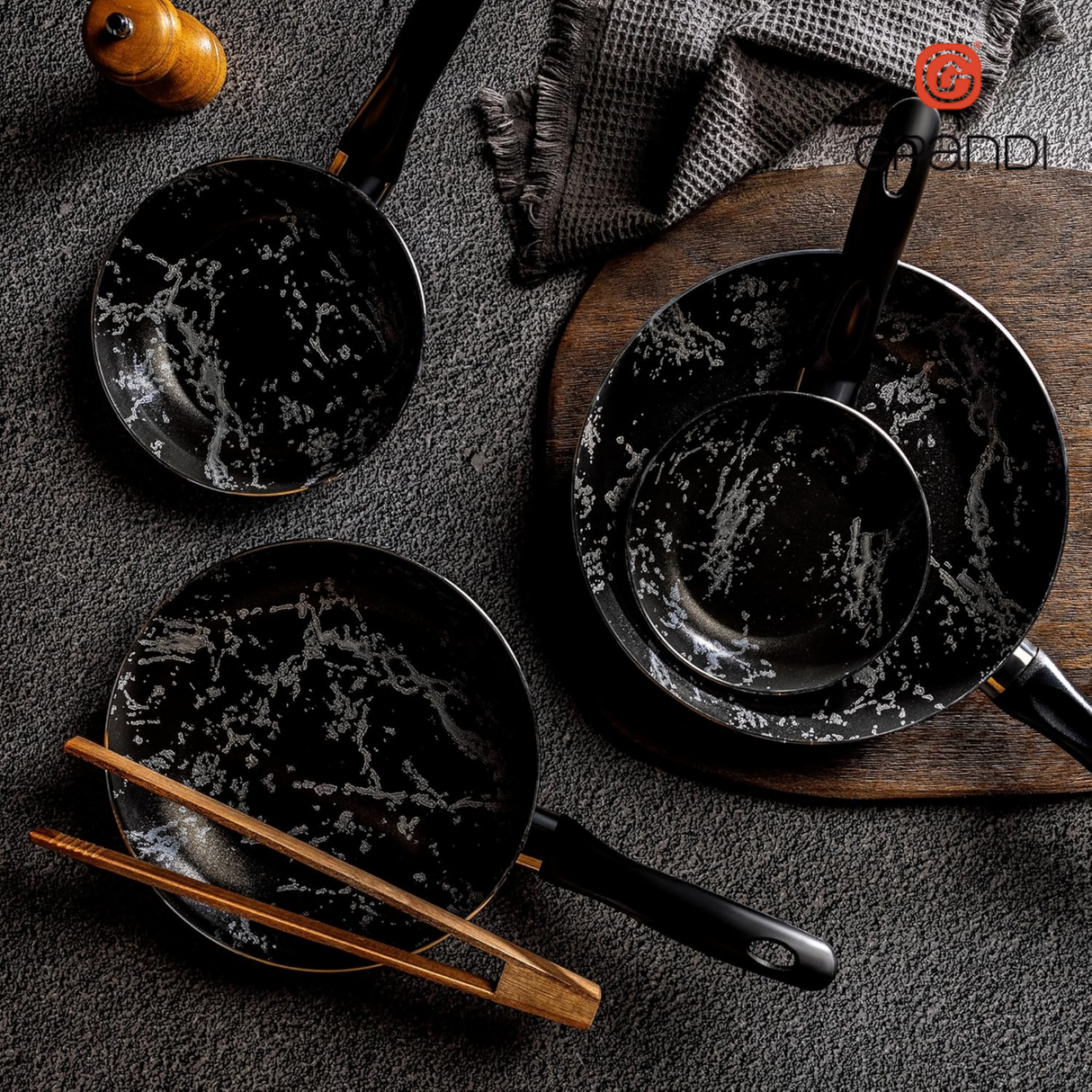 Grandi Cook 4 Pieces Fry Pan Granite Coating 18cm -20cm -24cm -28cm